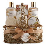 Home Spa Gift Basket - Honey Almond Scent - Luxury Bath Set